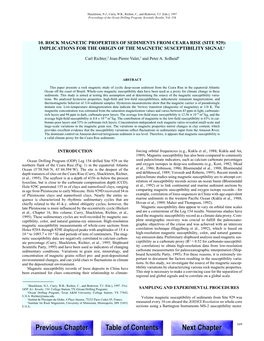 10. Rock Magnetic Properties of Sediments from Ceara Rise (Site 929): Implications for the Origin of the Magnetic Susceptibility Signal1