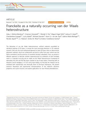 Franckeite As a Naturally Occurring Van Der Waals Heterostructure
