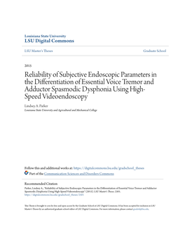 Reliability of Subjective Endoscopic Parameters in the Differentiation Of