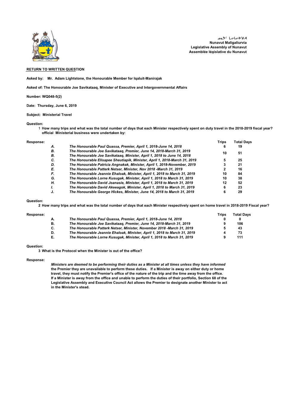 Response to 48-5(2)