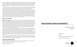 Wolfgang Von Schweinitz Was Born in Hamburg, Germany in 1953