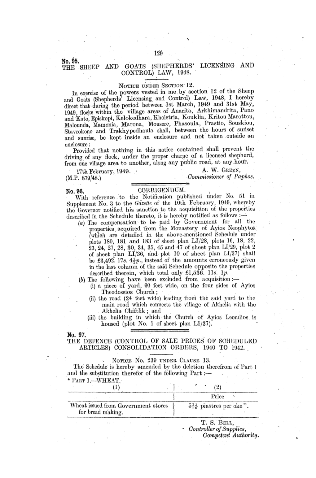 'Sheep and Goats (Shepherds' Licensing and Control) Law, 1948