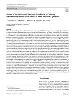 Review of the Methods of Transition from Partial to Ordinary Differential