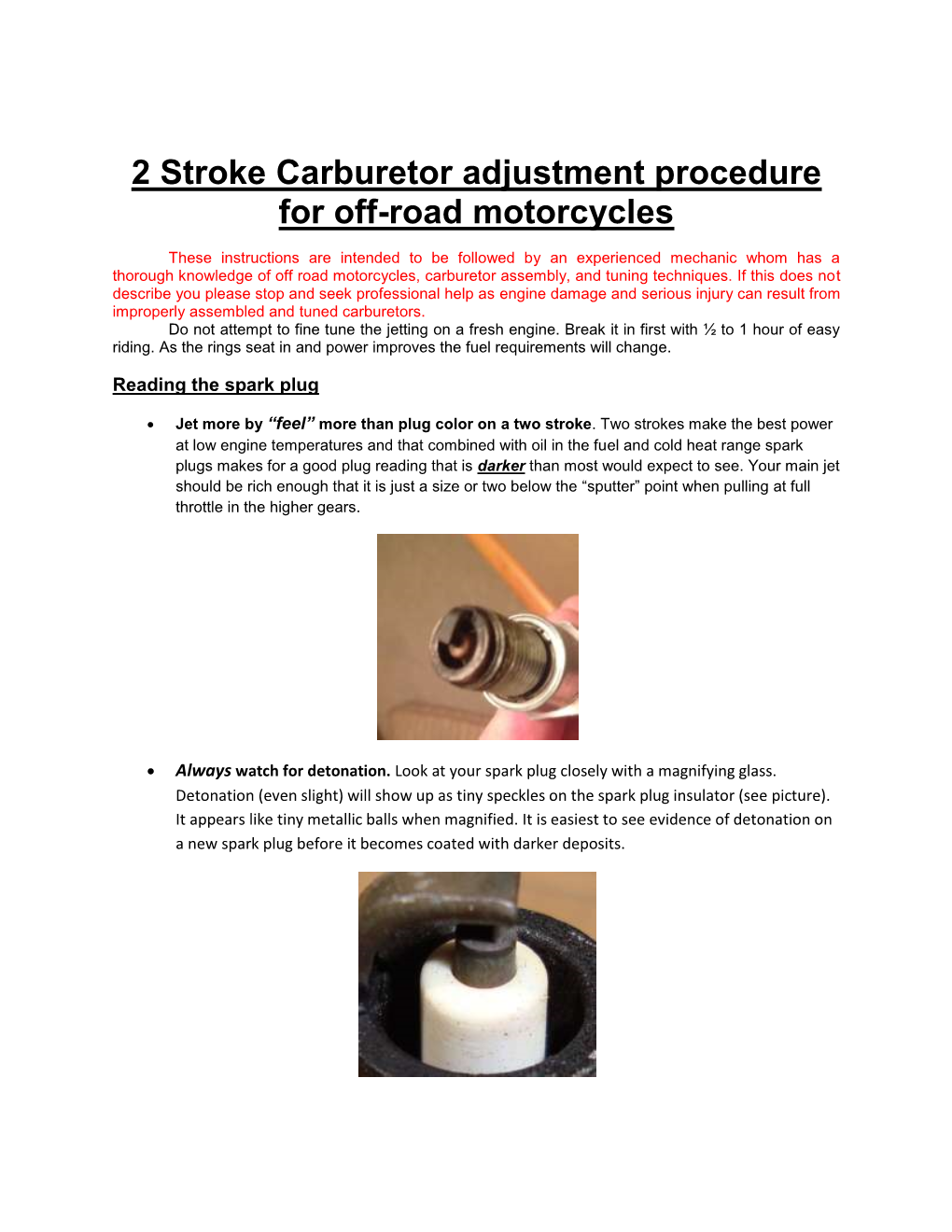 2 Stroke Carburetor Adjustment Procedure For Off-Road Motorcycles - DocsLib