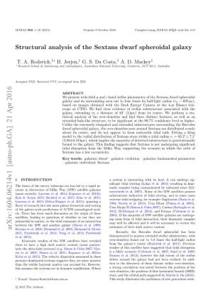 Structural Analysis of the Sextans Dwarf Spheroidal Galaxy
