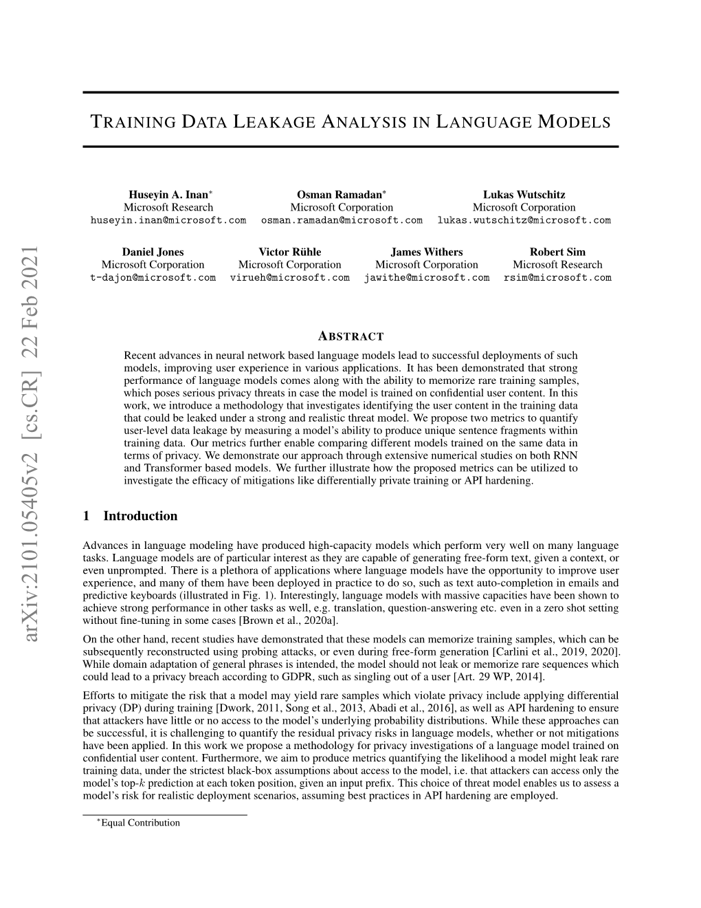 Training Data Leakage Analysis in Language Models