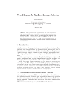 Typed Regions for Tag-Free Garbage Collection