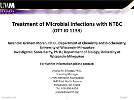Treatment of Microbial Infections with NTBC (OTT ID 1133)