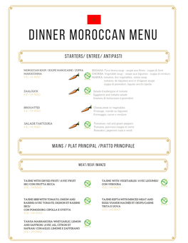 Dinner Moroccan Menu