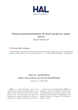 Natural Parameterizations of Closed Projective Plane Curves Roland Hildebrand