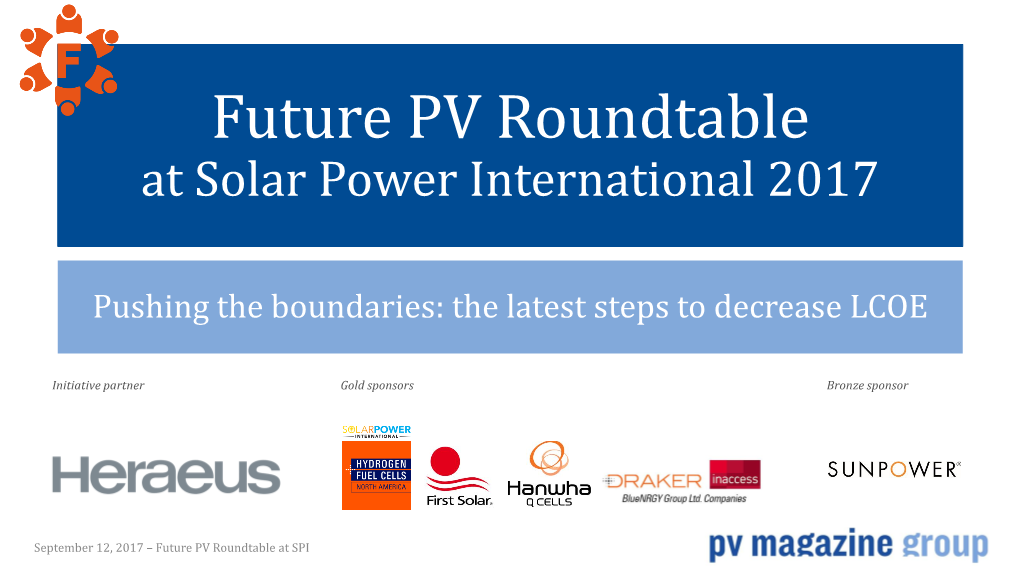 Future PV Roundtable at Solar Power International 2017