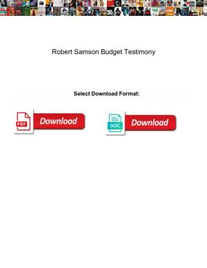Robert Samson Budget Testimony