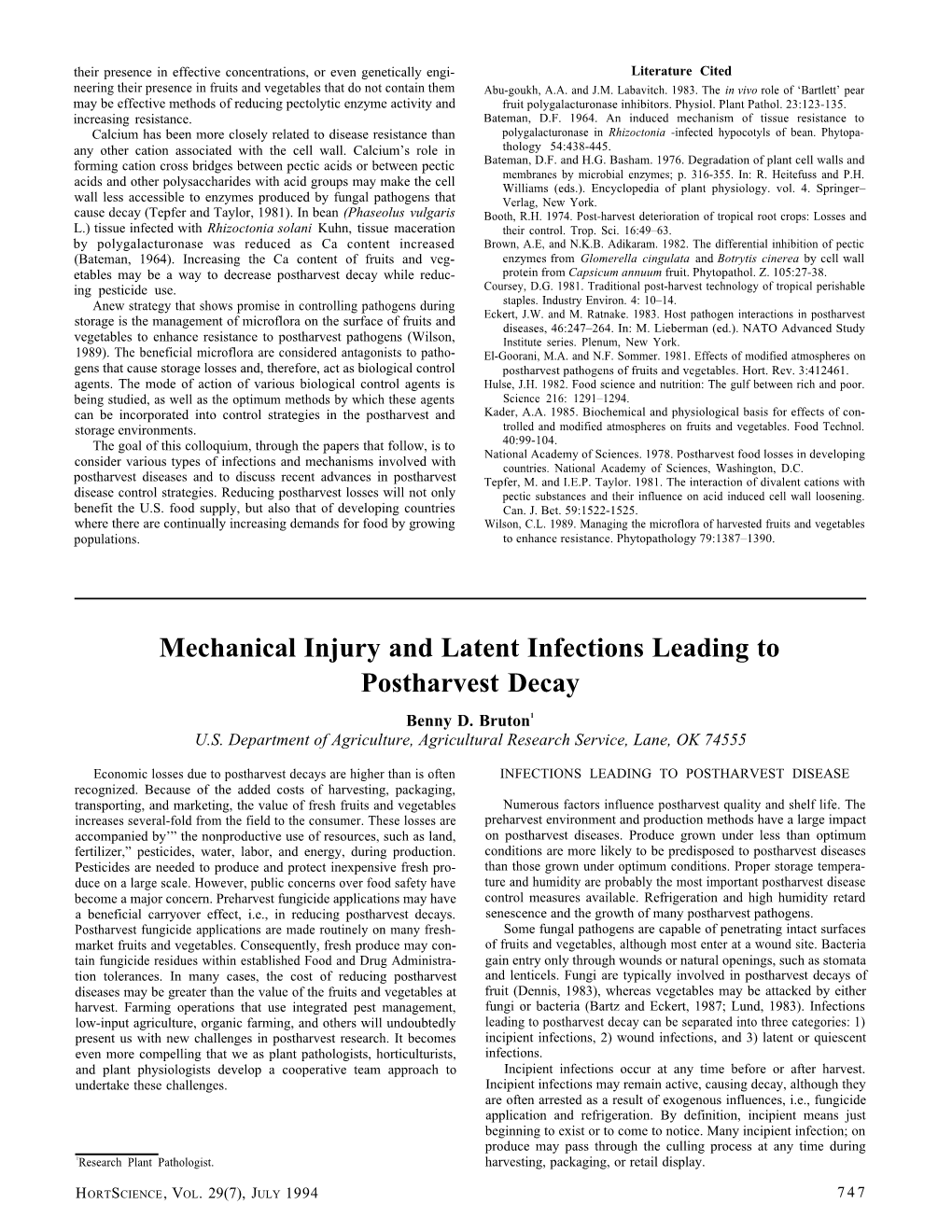 Mechanical Injury an Latent Infections Leading to Postharvest Decay