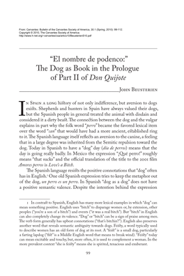 "El Nombre De Podenco:" the Dog As Book in the Prologue of Part II Of
