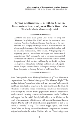Ethnic Studies, Transnationalism, and Junot Díaz's Oscar