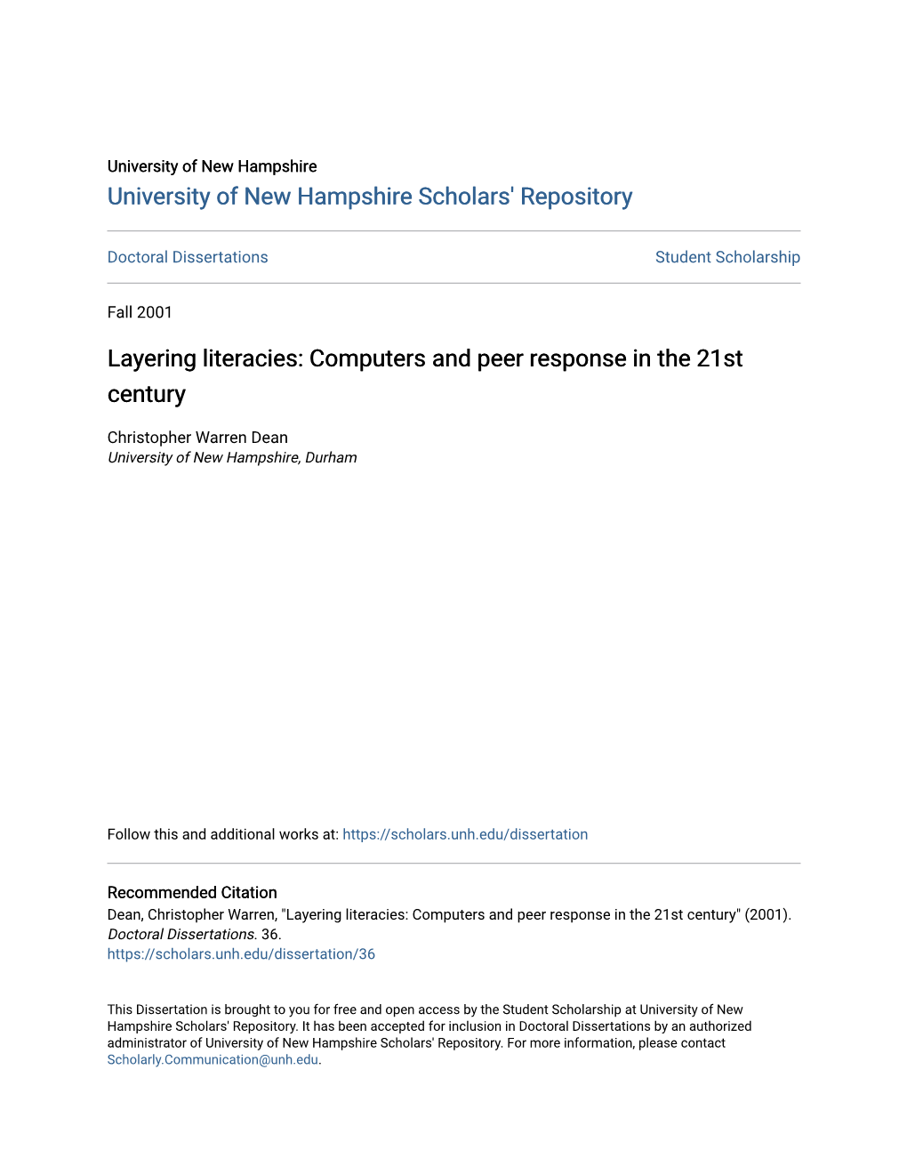 Layering Literacies: Computers and Peer Response in the 21St Century