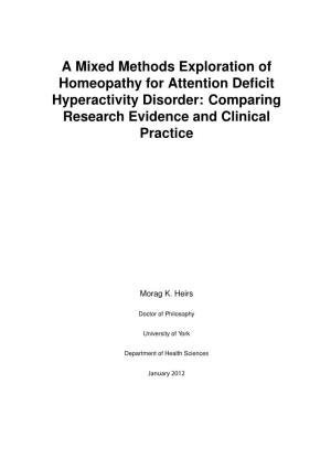 A Mixed Methods Exploration of Homeopathy for Attention Deficit