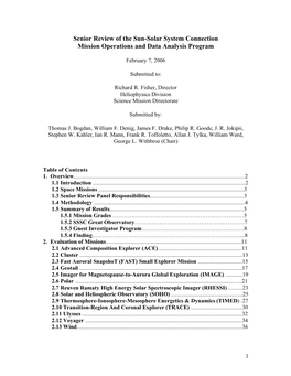 Senior Review of the Sun-Solar System Connection Mission Operations and Data Analysis Program