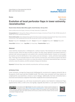 Evolution of Local Perforator Flaps in Lower Extremity Reconstruction