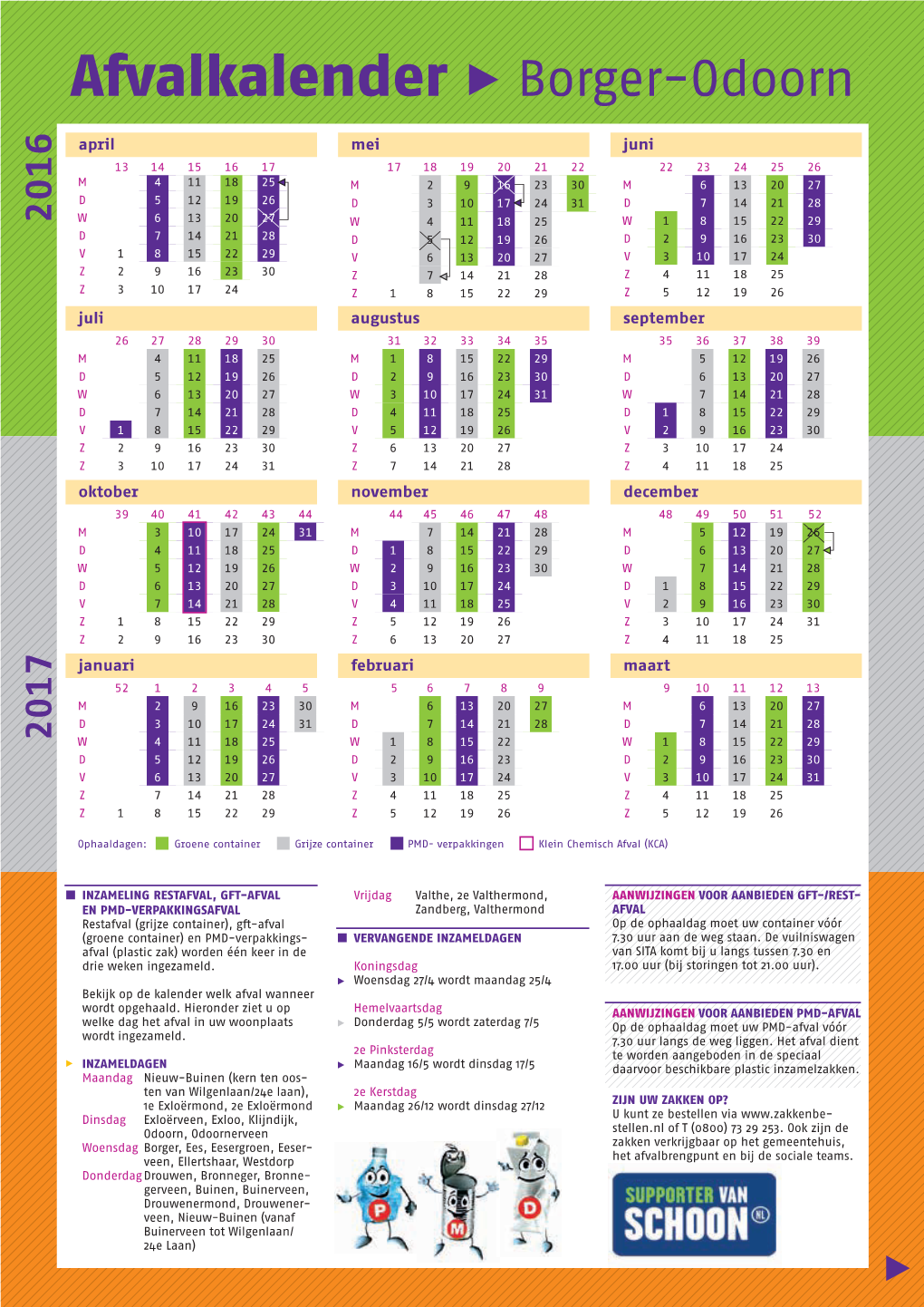 Afvalkalender % Borger-Odoorn