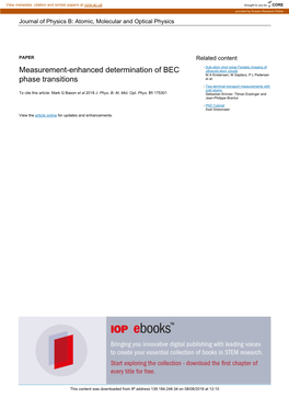 Measurement-Enhanced Determination of BEC Phase Transitions