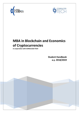 MBA in Blockchain and Economics of Cryptocurrencies in Cooperation with CONSULCESI TECH