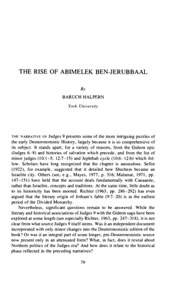 The Rise of Abimelek Ben-Jerubbaal