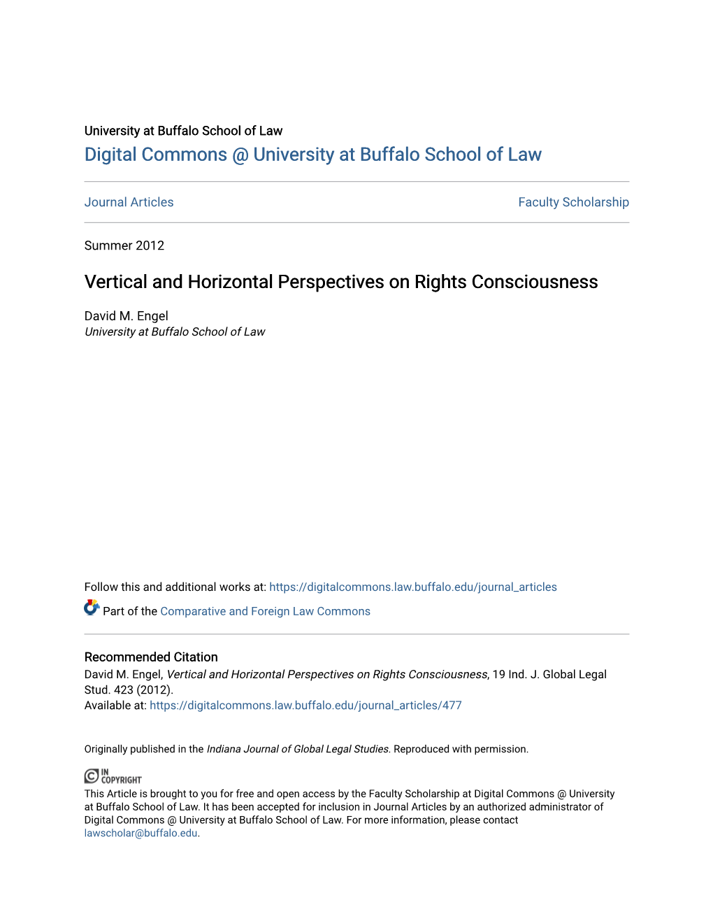 Vertical and Horizontal Perspectives on Rights Consciousness