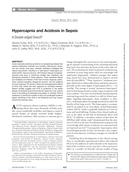 Hypercapnia and Acidosis in Sepsis a Double-Edged Sword?