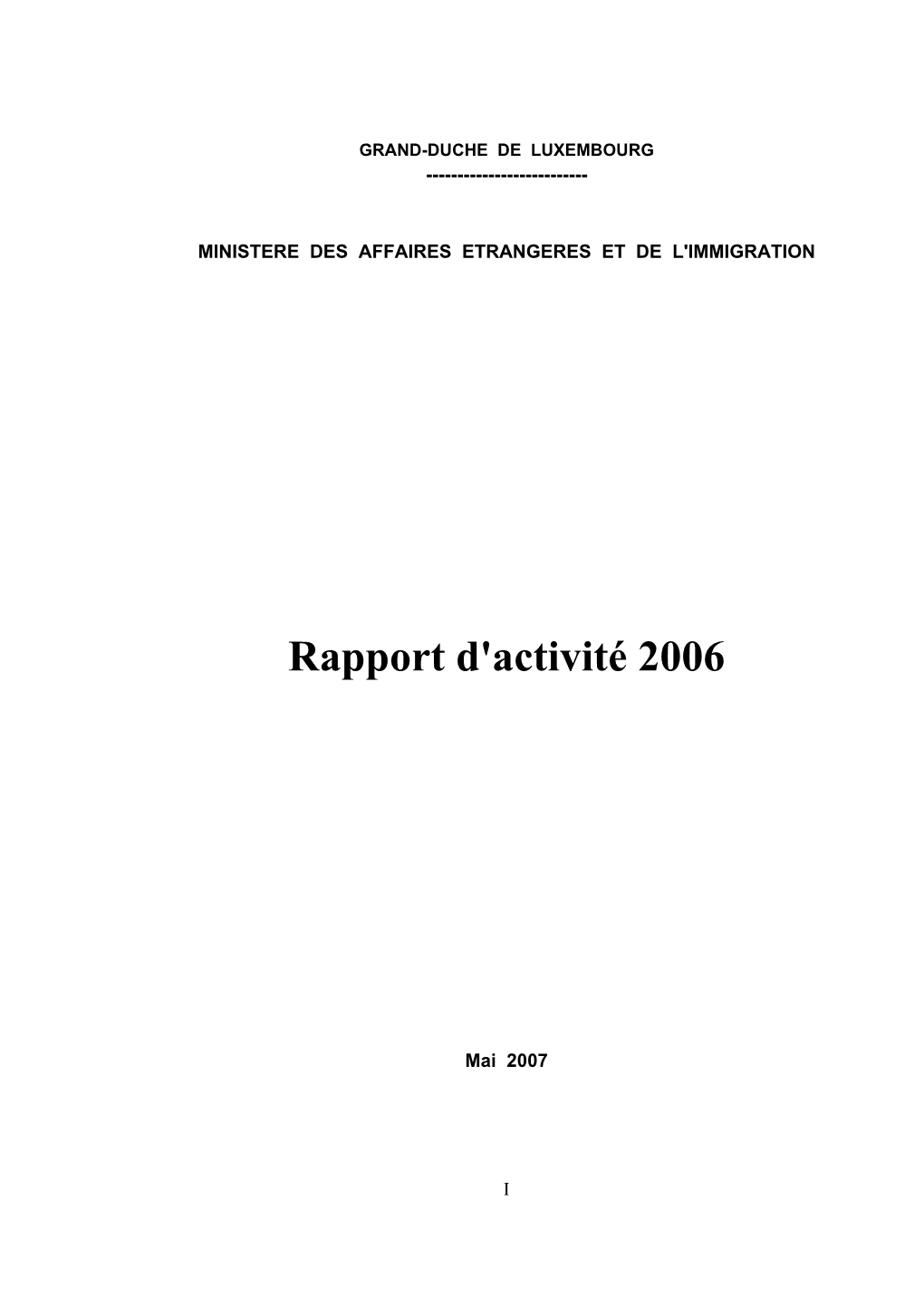 Rapport D'activité 2006