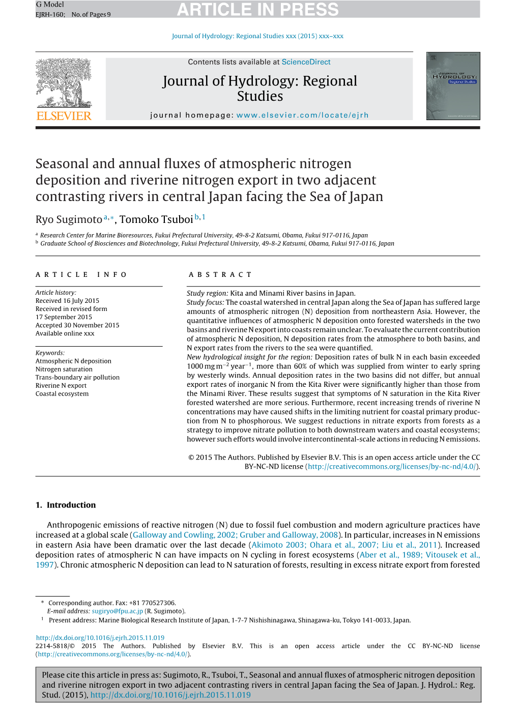 Seasonal and Annual Fluxes of Atmospheric Nitrogen Deposition