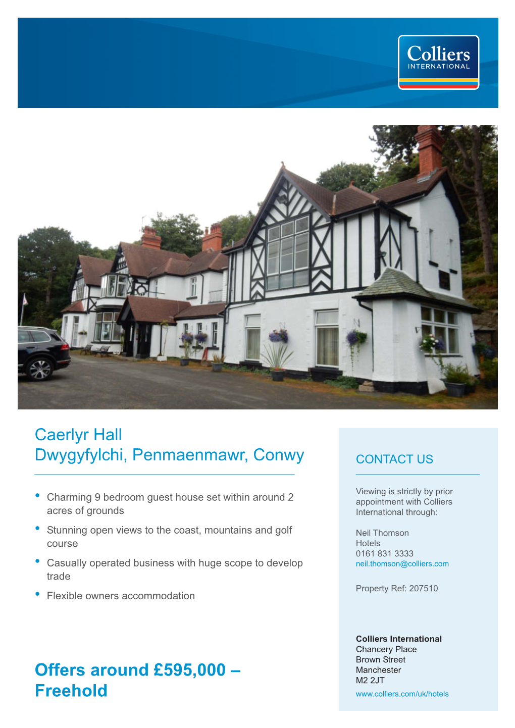 Caerlyr Hall Dwygyfylchi, Penmaenmawr, Conwy Offers Around £595000