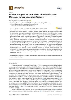 Determining the Load Inertia Contribution from Different Power Consumer Groups