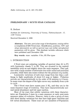 Preliminary Δ Scuti Star Catalog