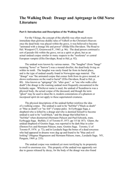 The Walking Dead: Draugr and Aptrgangr in Old Norse Literature