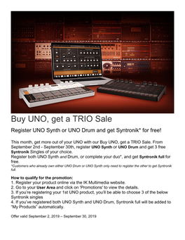 Buy UNO, Get a TRIO Sale
