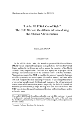 “Let the MLF Sink out of Sight”: the Cold War and the Atlantic Alliance During the Johnson Administration
