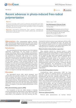 Recent Advances in Photo-Induced Free-Radical Polymerization