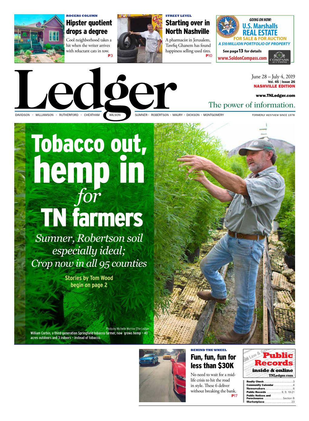 TN Farmers Sumner, Robertson Soil Especially Ideal; Crop Now in All 95 Counties Stories by Tom Wood Page 13 Begin on Page 2