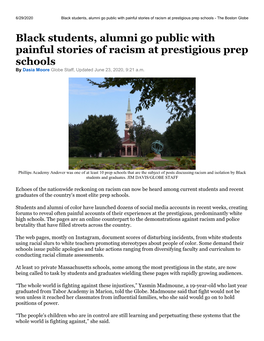 Black Students, Alumni Go Public with Painful Stories of Racism at Prestigious Prep Schools - the Boston Globe