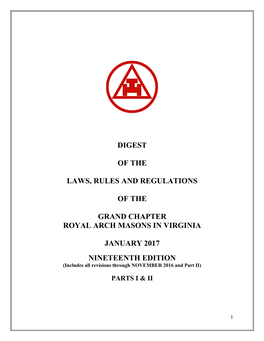 Digest of the Laws, Rules and Regulations of the Grand Chapter Royal Arch Masons in Virginia