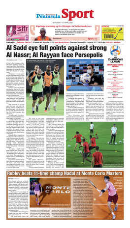 Al Sadd Eye Full Points Against Strong Al Nassr; Al Rayyan Face Persepolis