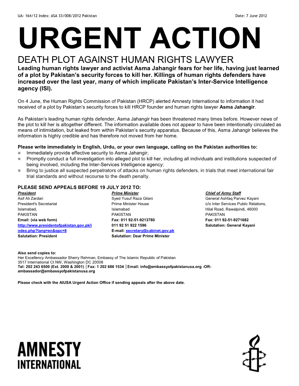 Urgent Action