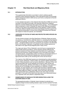 Chapter 15 Red Data Book and Migratory Birds