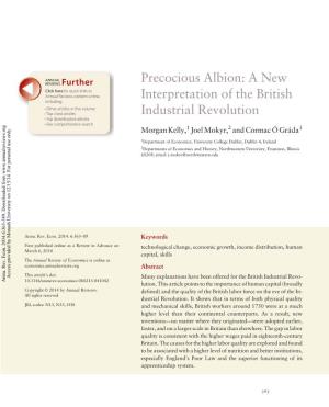 Precocious Albion: a New Interpretation of the British Industrial Revolution