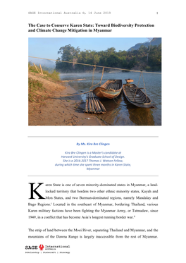 The Case to Conserve Karen State: Toward Biodiversity Protection and Climate Change Mitigation in Myanmar
