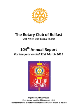 The Rotary Club of Belfast 104 Annual Report