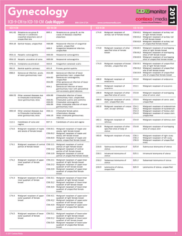 Gynecology ICD-9 to ICD-10 Code Mapper