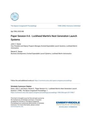 Paper Session II-A - Lockheed Martin's Next Generation Launch Systems