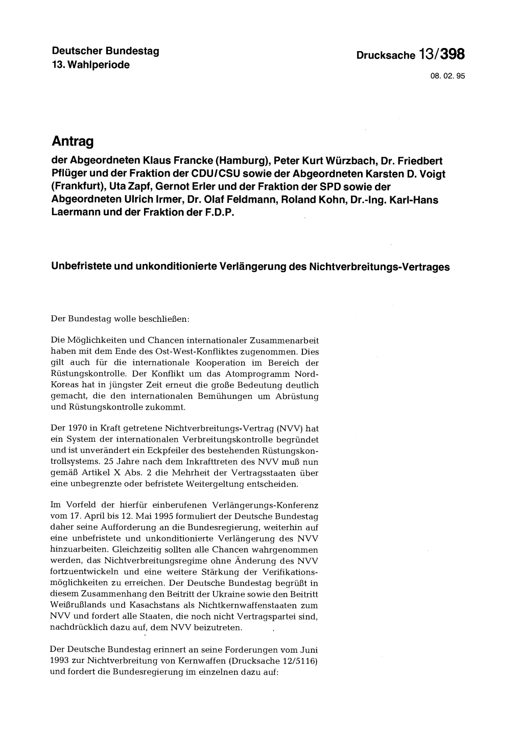 Antrag Der Abgeordneten Klaus Francke (Hamburg), Peter Kurt Würzbach, Dr